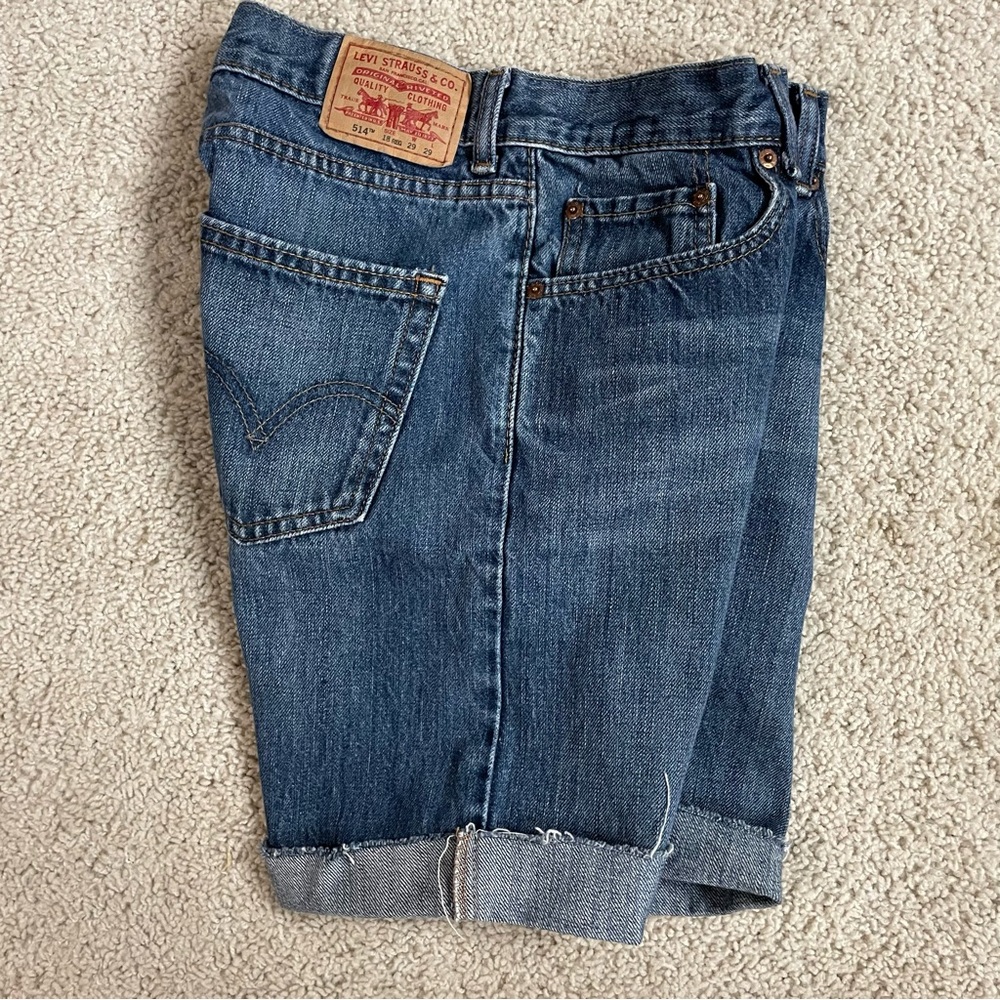 Women's LEVIS Distressed CUT-OFF Denim BLUE Jean SHORTS  29" Waist